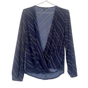 Banana Republic Factory Navy V-Neck Chain Blouse - XS